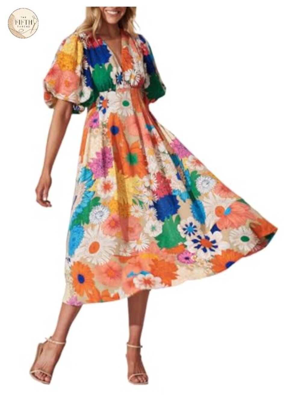 Women's Floral Maxi Dress Polyester Elastane A-Line V-Neck Wedding Guest